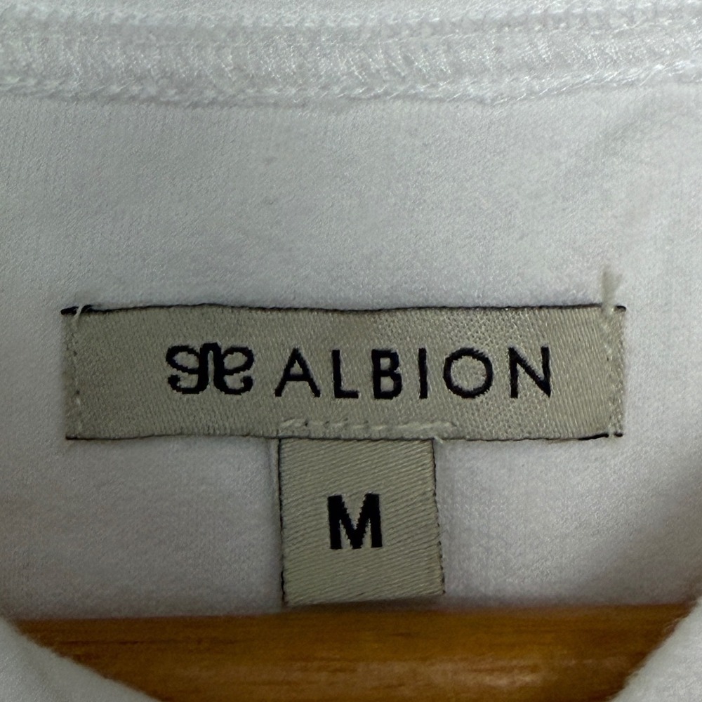 Albion Fit Women White Script Logo Crewneck Sweatshirt Size M Cotton Fleece EUC - Picture 3 of 7